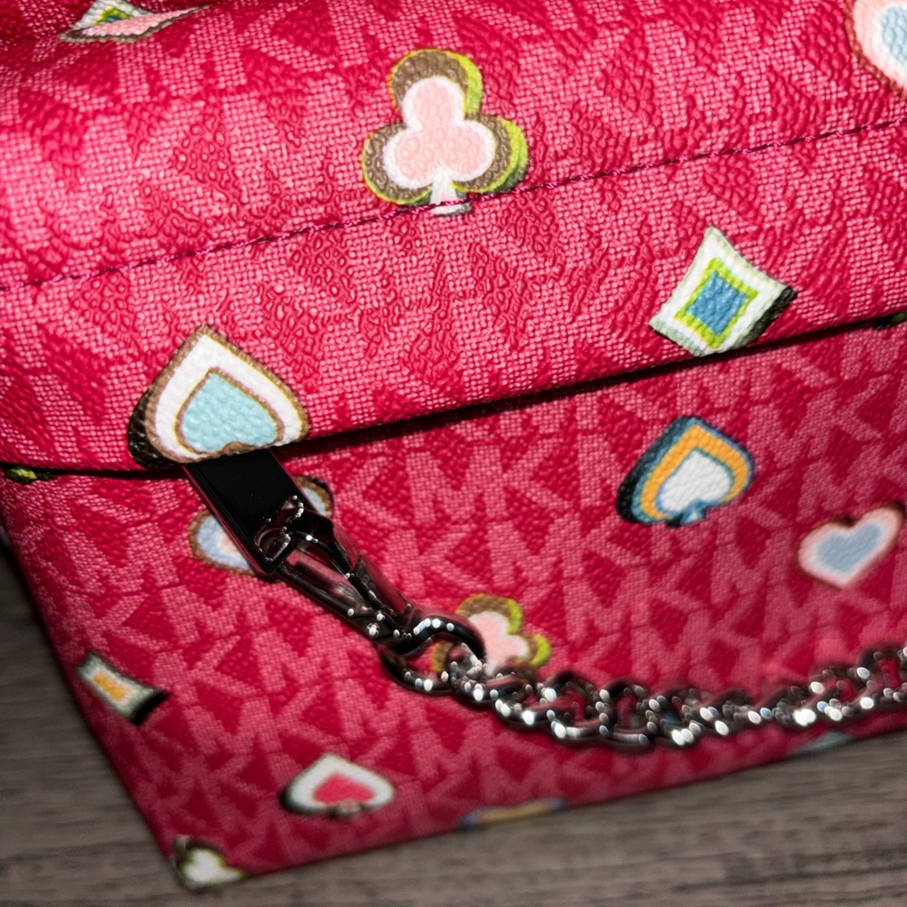 Michael Kors Red Patterned Backpack with Chain St… - image 9